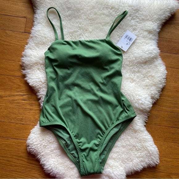 Sea Angel Ribbed Square Necked Swimsuit Green NWT - Picture 2 of 8